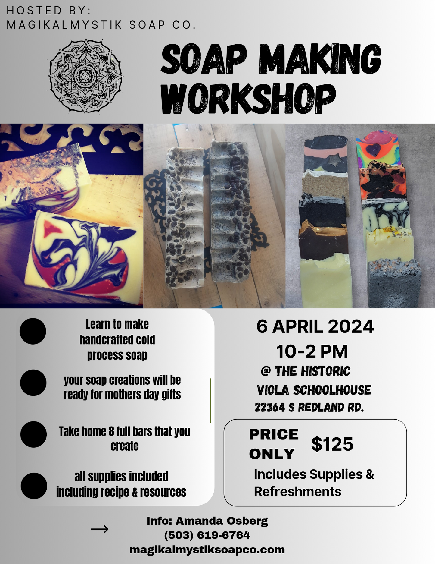 Soapmaking workshop April 6, 2024